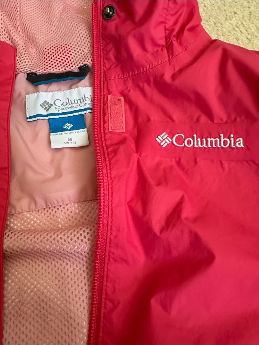 Columbia Kids Bright Pink Hooded Rain Jacket